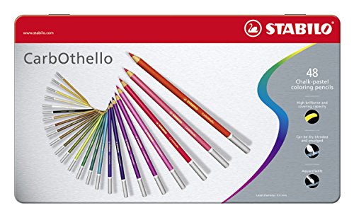Estojo Metálico com 48 Lápis Pastel ARTY Stabilo - Pasteis de cera - 48 lápis pastel, seco e polvilento, resistência à luz