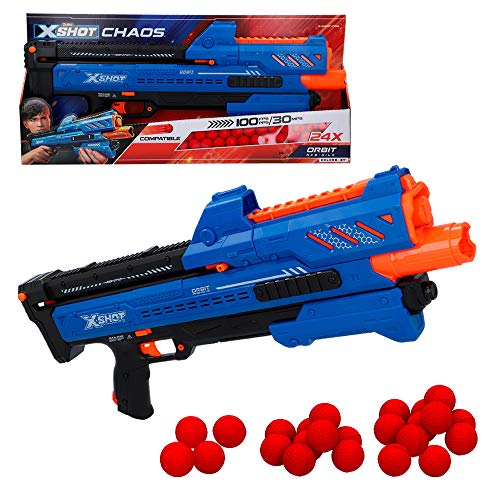Lançador de Bolas Goma Espuma Orbit Chaos XSHOT x-shot - Brinquedos - rifle, 14 bolas, 30 metros, telescópio, empunhadura tática