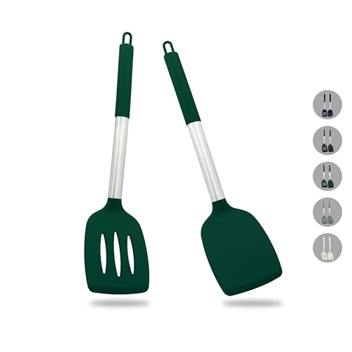 Conjunto de Espátulas Silicone 2 Unidades Verde Escuro Zaigon - Espátulas - verde escuro, silicone, ergonômico, 2 unidades