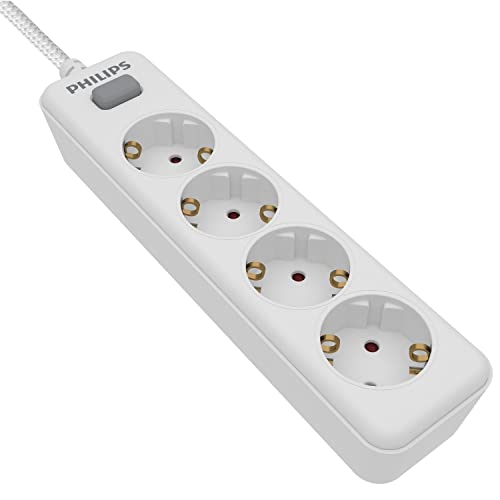 Extensão Elétrica PHILIPS Spn1142Wa/10 Branco Philips - Fios e cabos elétricos - 4 tomadas, interruptor on/off, proteção infantil, 2 metros