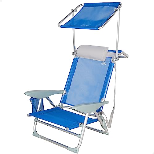 Cadeira de Praia AKTIVE (Azul - Poliéster - 66x66x107 cm) AKTIVE - Móveis de exterior - azul, poliéster, 66x66x107 cm