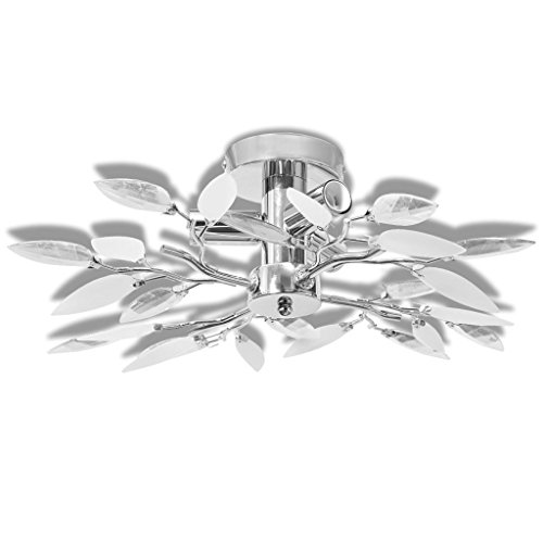 Candeeiro de Teto VidaXL com Folhas de Acrílico e Cristal Branco e Transparente vidaXL - Luminárias Decorativas - candeeiro, teto, vidaxl, folhas, acrilico, cristal