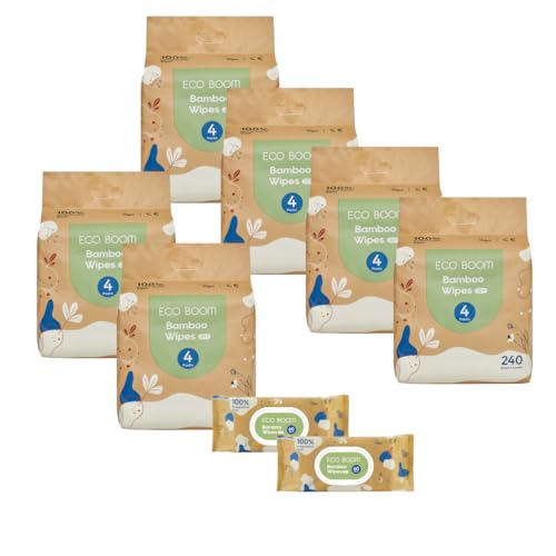 Toalhitas Húmidas Eco Boom 100% Bambu 1560 Unidades ECOBOOM - Muda fraldas - 100% bambu, biodegradáveis, recicláveis, extrato de aloe vera