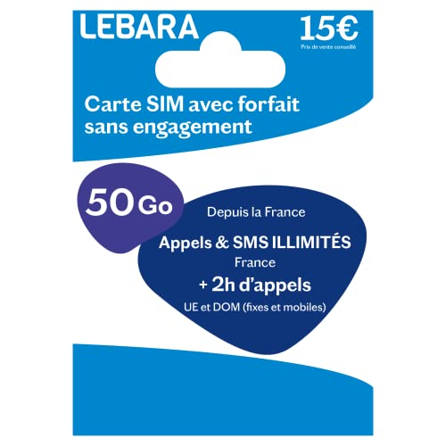 Lebara Telefonia Móvel Sim Card + Calls & Sms Lebara - Cartões pré-pagos e cartões sim para celular - SIM card, calls, sms