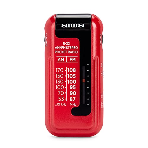 Rádio Aiwa Mini Pocket Radio AM-FM R-22 Vermelho (Rádio) Aiwa - Áudio - am/fm, clip para cinto, auriculares, pilhas incluídas