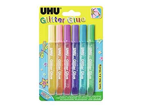 Cola de Papel Decorativo UHU Young Creativ Glitter Shiny - Multicor (Escrita) UHU - Adesivos e ímãs para artesanato - glitter, decorativa, multicor, extra fina