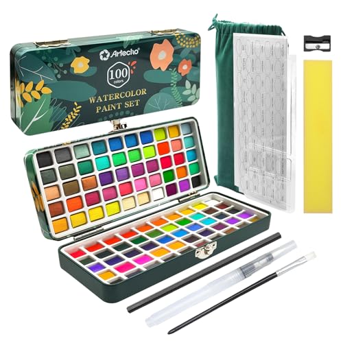Conjunto de Aquarelas ARTECHO 100 Cores Artecho - Meios de pintura - conjunto, aquarelas, artecho, 100 cores, caixa portátil