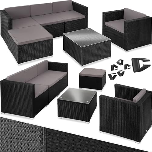 Conjunto de Jardim TECTAKE (Preto - Aço - 129x68.5x75 cm) TecTake - Móveis de exterior - aço, modular, almofadas, 129x68.5x75 cm