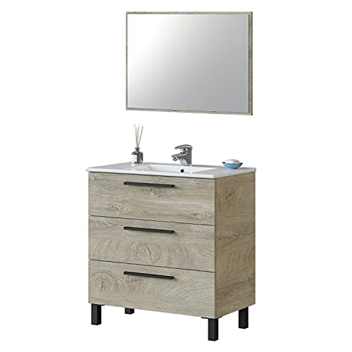 Armário Casa de Banho SKRAUT HOME Athena 80 | Castanho duehome - Conjuntos de móveis para banheiro - castanho, 800 x 450 x 860 mm, 10 kg