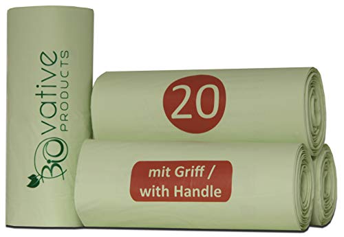 Sacos de Lixo Orgânico Compostável com Asa 20L (56 Un) BIOvative PRODUCTS - Sacolas de lixo - orgânico, compostável, 20L