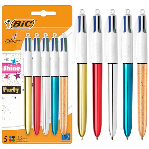 Caneta BIC 4 Colours Shine & Party Metallic Effect (Dourado) BIC - Canetas - metal, efecto metálico, 1 mm, tinta à base de água