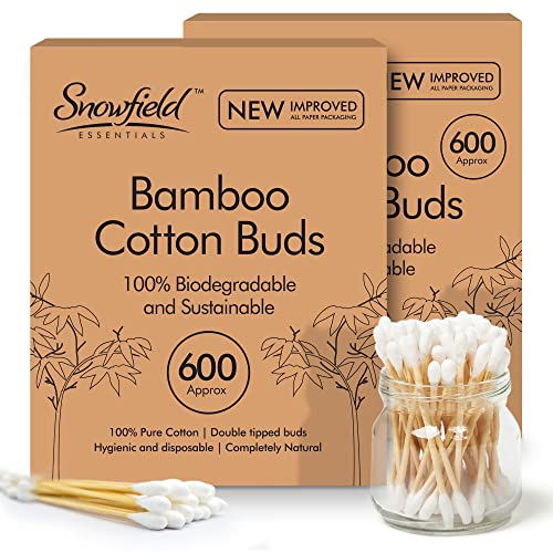 Bambu 1200 Bastões de Algodão Orgânico SOL - Hastes de algodão - 1200 bastões, algodão orgânico, biodegradável, reciclável