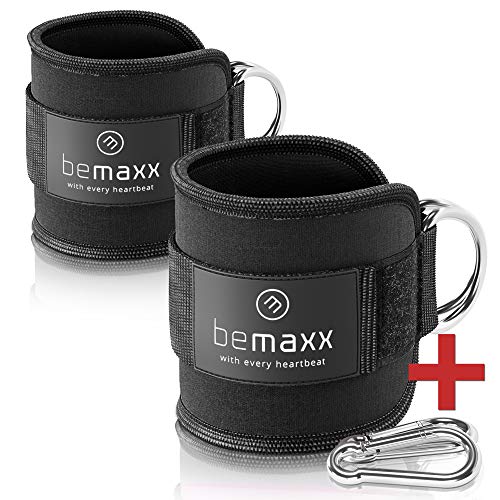 2 Bandas para Tornozelos + Guia E-Book (Recondicionado Como Novo) BeMaxx - Acessórios para máquinas de levantamento de peso e bancos de exercício - 2 bandas, tornozelos, guia, e-book