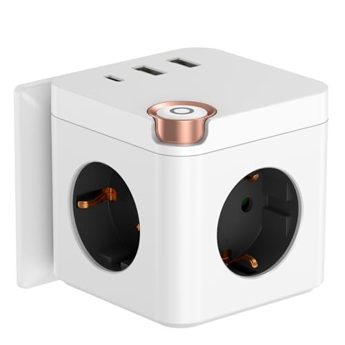 Extensão Elétrica Gaoeein com Interruptor e 3 Tomadas Ca + 2 Usb + 1 Tipo C GAOEEIN - Fios e cabos elétricos - 4m, interruptor, 3 tomadas CA, 2 usb, 1 tipo C