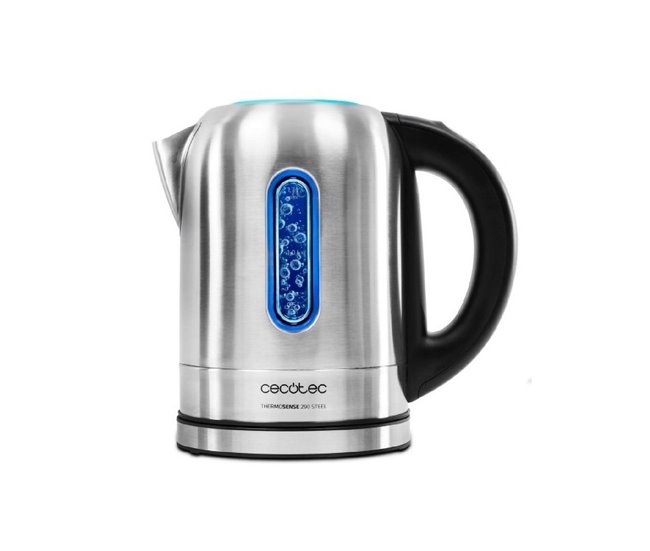 Cecotec Thermocontrol 290 Steel Chaleira Elétrica 1.7 L 2200 W Preto Aço Inoxidável Cecotec - Eletrodomésticos de cozinha - 1.7 L, 2200 W, aço inoxidável, preto