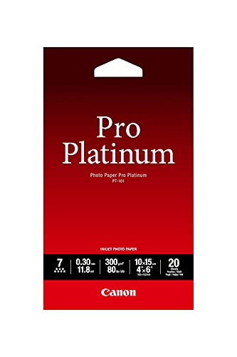 Papel Fotográfico CANON PT-101 - Pro Platinum Photo 10x15cm 20 folhas Canon - Papel de impressora e copiadora - papel fotográfico, canon, pro platinum, photo, 10x15cm, 20 folhas