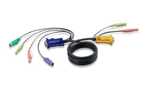 Adaptador ATEN (HDB15, PS/2 e Jack 3.5mm - SHDB e Jack 3.5mm - 1.8 m - Preto) ATEN - Cabos kvm - hdbr15, ps/2, jack 3.5mm, 1.8 m