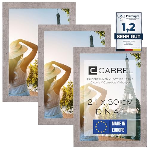 Conjunto de Molduras CABEL 3 Molduras A4 Cinza CABBEL - Porta-retratos - molduras, a4, cinza