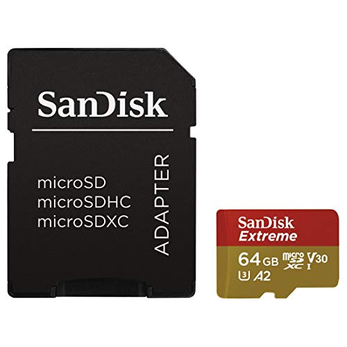 Cartão de Memória MicroSDXC SANDISK Extreme (64 GB - 160 MB/s - Class10) + Adaptador SD Sandisk - Cartões de memória flash - 64 gb, 160 MB/s, class10, adaptador