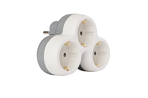 Adaptador de energia ZENITECH 3 tomadas com terra 16A branco Hbf - Fios de extensão - 3 tomadas, terra, proteção contra sobrecarga, plástico, branco
