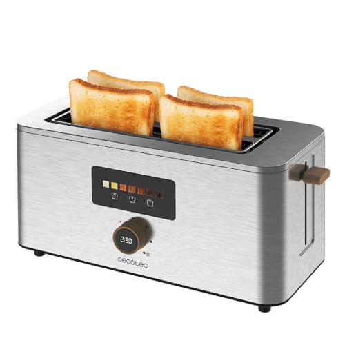 Torradeira Cecotec Touch&Toast Extra Double 1500W Cecotec - Torradeiras - 1500w, preto prateado, aço inoxidável, indicador luminoso