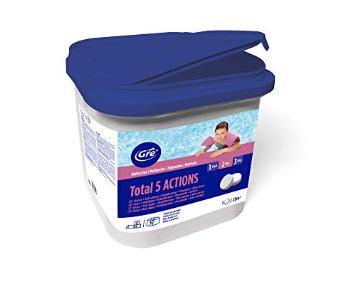 Pastilhas Multifuncionais para Tratamento Completo da Piscina GRE Gre - Limpeza de piscinas e produtos químicos - multifuncionais, piscina, tratamento completo, ação oxidante, ação alcalinizante, ação filtrante