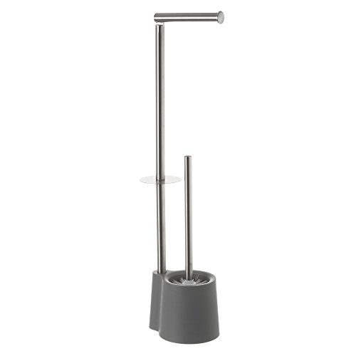 Porta Rolos de Escovas LOLAHOME Cinzento LOLA HOME - Escovas e suportes de vaso sanitário - aço inoxidável, articulável, base plástica, confortável
