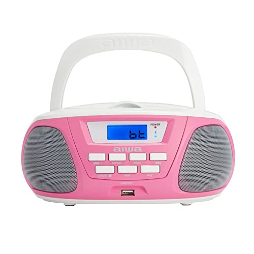 Rádio Cd Bluetooth Aiwa Bbtu-300Pk Rosa Branco Aiwa - Reprodutores de áudio e gravadores - rádio, cd, bluetooth, aiwa, rosa branco