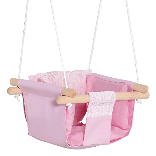 Baloiço para bebé Outsunny | 40 x 40 x 180 cm - Rosa Outsunny - Baloiços de brincar - baloiço, rosa, 40x40x180cm