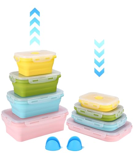 Conjunto de recipientes de silicone dobráveis 4 peças LEAZZLE - Lancheiras e sacos - silicone, dobráveis, 4 peças