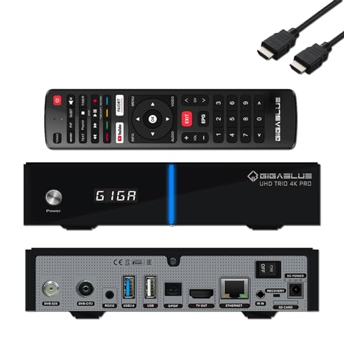 Recetor de TV GIGABLUE UHD Trio 4K Pro (Receita: 1 DVB-S2X MS + 1 DVB-C/T2) HTS e-com - Áudio - dvb-s2x, dvb-c/t2, h.265 hevc, rs-232 lan, wlan