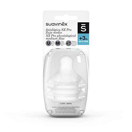 Conjunto de Bicos Suavinex Fluxo Médio Simétrico 2Sx Pro Suavinex - Bicos e forros para mamadeiras de bebê - silicona, flexível, anti-choque, simétrico