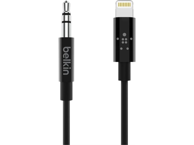 Adaptador de cabo de áudio BELKIN F7U064BTBLK Belkin - Cabos de áudio e vídeo - lightning, 3.5mm, preto, 0,9m