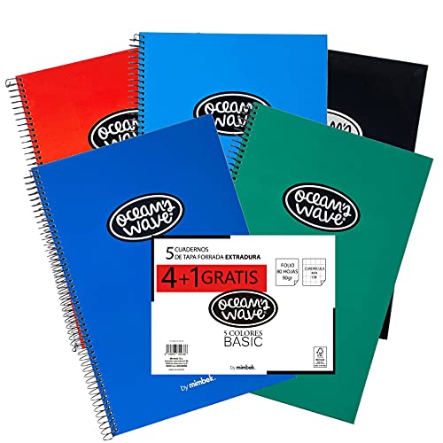 Caderno e Bloco de Notas OCEANS Wave (Multicor) Mimbek - Cadernos e bloco de notas - multicor, a4, cartão, pack 6