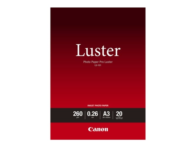 Papel Fotográfico CANON Pro Luster Lu-101 A3 Canon - Papel de impressora e copiadora - papel fotográfico, canon pro luster, a3, elevada qualidade, superfície lisa, cores vivas