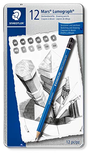 Lápis de Carvão STAEDTLER Mars Lumograph (Multicor - 12 Tabletas) Staedtler - Lápis de madeira - multicor, 12 tabletas, ponta hexagonal, biodegradável