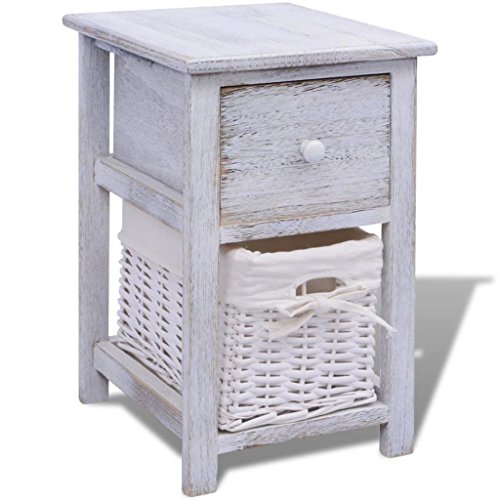 Mesa de cabeceira vidaXL em madeira 28x31x45 cm branco vidaXL - Conjuntos de móveis - madeira, 28x31x45 cm, branco