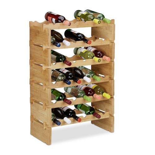 Armário de Vinho VINICELL Relaxdays 6 Prateleiras (Bambu - Castanho) Relaxdays - Utensílios de Cozinha - bambu, castanho, 6 prateleiras