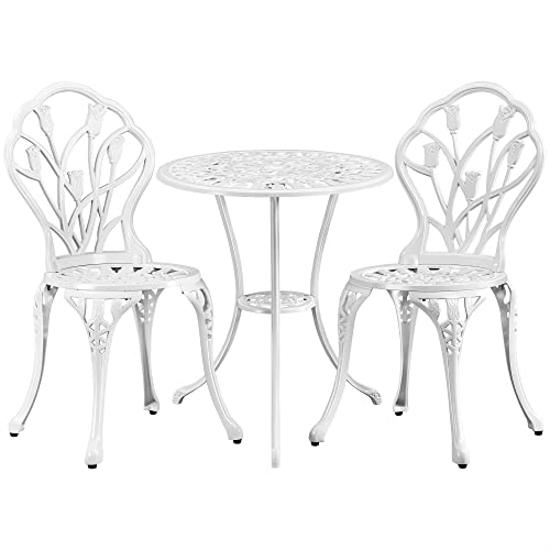Conjunto de Jardim YAHEETECH 4 Peças (Branco - Aço) Yaheetech - Móveis de exterior - 4 peças, branco, aço, terraço