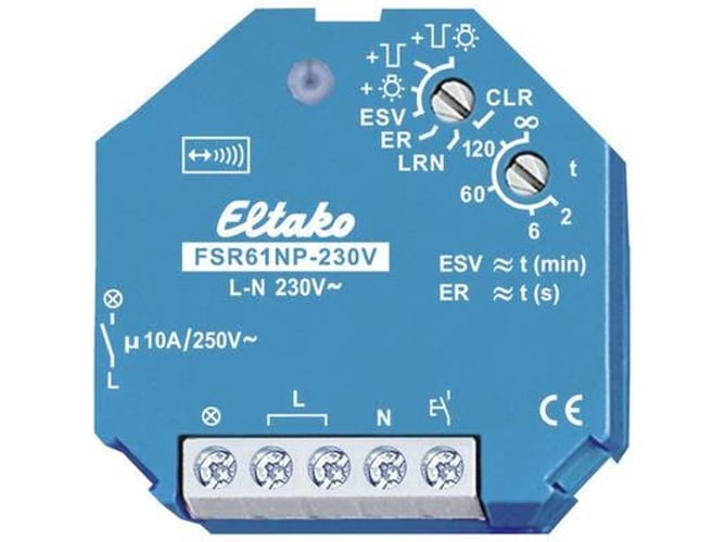 Eltako Fsr61Np-230V comutador de energia Eltako - Roupa de cama e cama - 10 A, 0,8 W, 868 mhz, montagem embutida