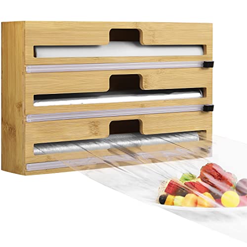 Dispensador de papel e filme Housolution Housolution - Suportes e dispensadores de papel toalha - papel, filme, bambu, 2 compartimentos