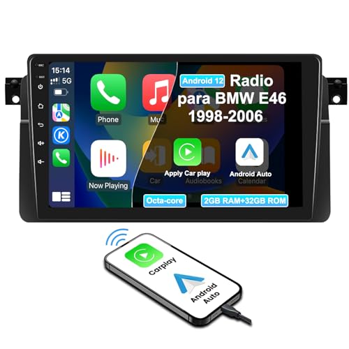 Rádio Android para BMW E46/M3/Rover 75/MG ZT (1998-2006) com Carplay/Android Auto - 9 NVGOTEV - Aparelhos de áudio e vídeo para veículos e sistemas de painel - compatível, bluetooth, android auto, carplay