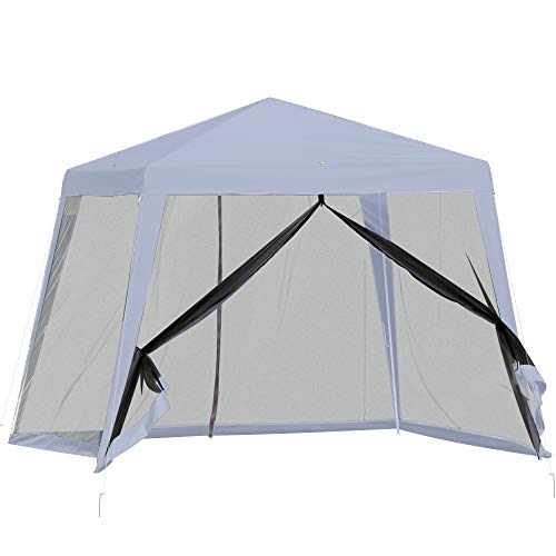 Pérgola Outsunny com Parede e Mosquiteira 3 x 3 m Cinza Outsunny - Móveis de exterior - parede, mosquiteira, 3x3m