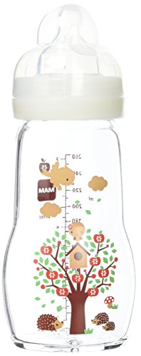 Biberão de vidro mam feel good 260 ml teta flujo 2 branco MAM - Suplementos de alimentação por sonda - vidro, teta flujo 2, 260 ml, design