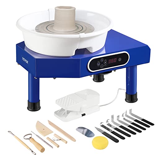 VEVOR Máquina de Rueda de Cerâmica Elétrica Ø25 cm Torno de Alfarería Eléctrica 350 W com Pedal para Modelagem de Cerâmica VEVOR - Aventais de proteção - 350 W, Ø25 cm, 300 rpm, sentido horário, 8 kg