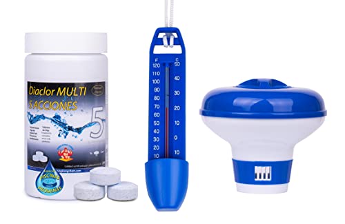 Kit de Cloro para Piscina DIACLOR Multi-Action 1Kg Aquapool - Kits de manutenção para piscinas e spas - piscinas pequenas, 1 kg, termómetro, dosificador