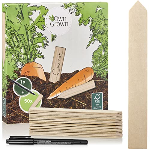 Marcador de Plantas Madeira com Etiquetas e Caneta OWN GROWN OwnGrown - Jardinagem - madeira, etiquetas, caneta