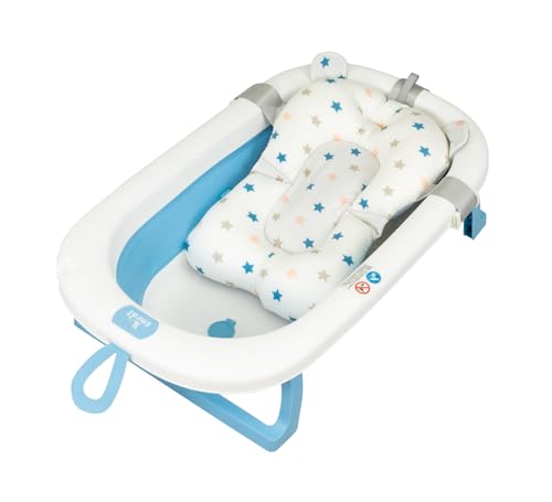 Toral para Banho em Azul e Branco (Recondicionado Como Novo) Toral Mundibebé, S.L. - Móveis para bebês e crianças pequenas - azul e branco, recondicionado como novo, banho plegável, estrutura resistente, tampão de escoamento