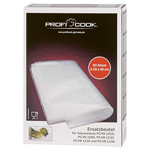 Sacos para Embalar a Vácuo PROFICOOK 8910151 Proficook - Bolsas para seladoras a vácuo - 22 x 30 cm, máquinas de cozinhar à vácuo, frescos por mais tempo, 3 camadas