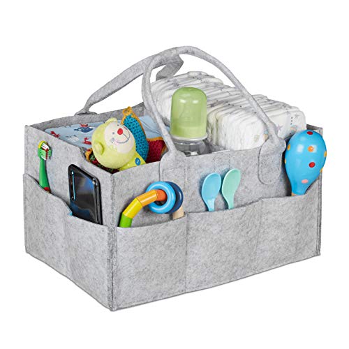 Caixa de Arrumação Relaxdays 4052025902018 | Cinzento Relaxdays - Móveis para bebês e crianças pequenas - organizador, roupinhas, cinzento, 33,5x18,5x23cm, 15kg